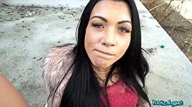 Public agent - my acquaintance pounds her hot suntanned body outdoors in public