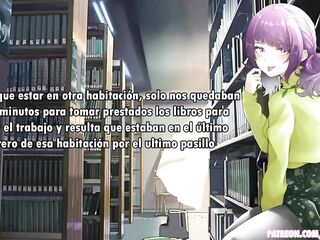 Chica en la biblioteca audio