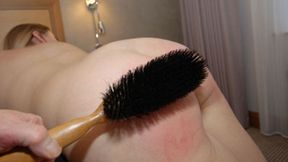 A hand spanking, then the slipper, now the dreaded wooden hairbrush for Belinda