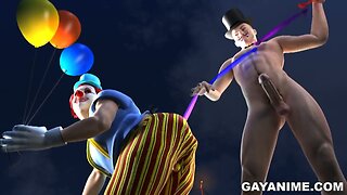 3D clown sucks and fucks outdoors