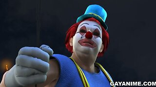3D clown sucks and fucks outdoors