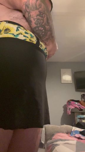 Cock and Ball Bondage with Crossdress to Go Out