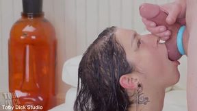 Nemesi takes a rough and intense POV blowjob while getting her hole