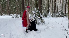 Twinks Matty and Aiden Christmas outdoor blowjob on the snow