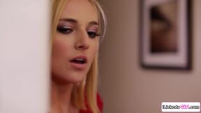 Blonde stepdaughter pussy licking teacher with busty stepmom