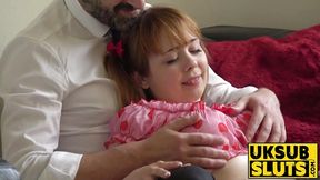 Redhead teen Cherry English's face fucked and then anally pounded