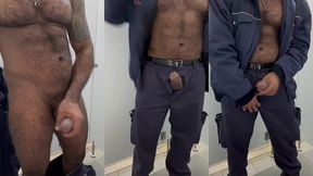 security guard ejaculated on his work uniform in a public restroom.