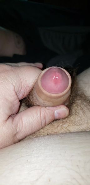 Stroking my superchubby uncut cock