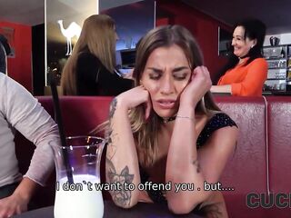 CUCK4K. Crowd watches hawt Silvia Dellai with sexy tattoos cheating on
