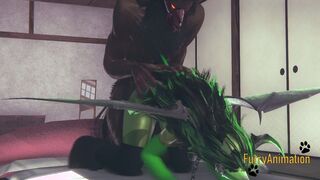 FurryAnimation's Demond Hunk & Dragon Yiff 2/2 - Unshaved Yaoi gets his hairy ass pounded hard by Furry