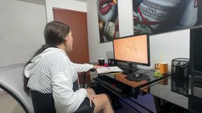 I See My Pregnant Stepsister Stressed at Work so I Give to Her Some Delicious Dick