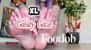 XL Candy Cane Size 16 Footjob from Your 6'7" Giantess Tease & Countdown