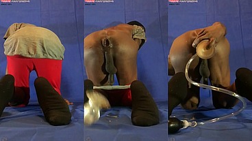 Fag Guy Gets Ass and Mouth Stuffed With Anal Objects - DJ ButtPussy