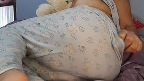 My perverted old stepdad gave me a teddy bear with a camera, so I masturbate my pussy for him.