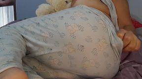 My perverted old stepdad gave me a teddy bear with a camera, so I masturbate my pussy for him.