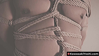 KawasakiYoshi.com - Japanese muscle hunk Kosuke bound and helpless against Shibari master Encho