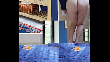 Bottomless Zea812 cleaning the bathroom