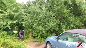 Beautiful brunette babe Lucia Love pissing in public