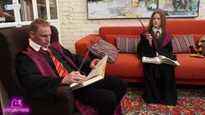 Petite Hermione gives POV blowjob to Harry Potter in reverse cowgirl