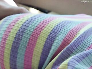 Touching Large Natural Boobs Stepsis in Public