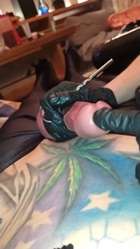 Domina KATRIX torture &nbsp;dick and sounding with finger.