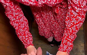 Emilia shot, public and risky fuck in the elevator. pov