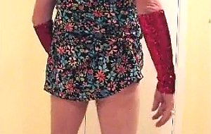 Pink haired slut in flower mini dress