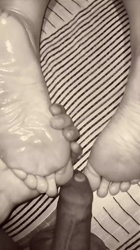 Feet, dick and ass. The hand that caresses is the same one that slaps