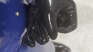 Climaxing inside a rubber toe sock