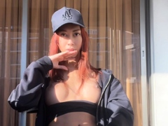 Sexy Shemale With Big Tits Jerking Her Huge Cock Off