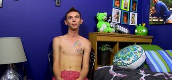 Skinny gay Bentley Ryan interviewed and jerking of