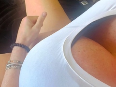 Busty big tits latina shemale rides cock