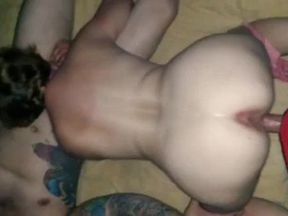 Girl fucks friend spitroast creampie hubby sloppy seconds