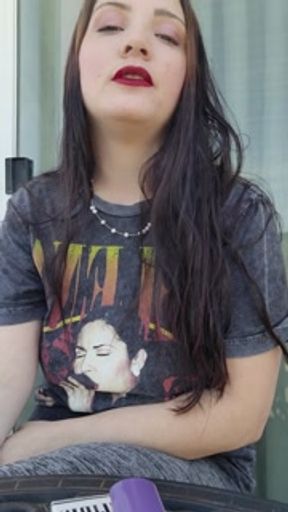 Ally Lust smoking in public, flash at the end.