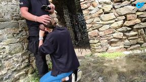 My slutty wife empties this stranger&#039;s balls in public