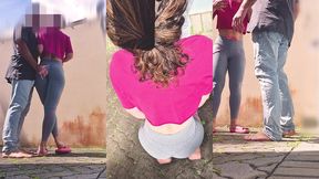 risky bbq fun – married wife teases friend in leggings & swallows his load