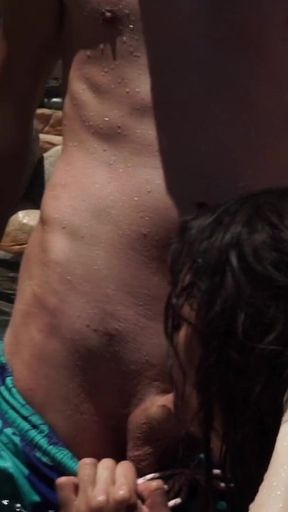 A massive blowbang swimming pool party