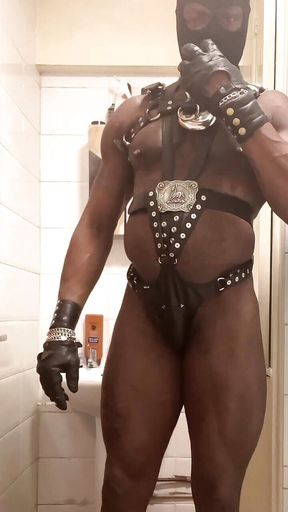 Black Muscle Hooded Smoking Fetish Wank