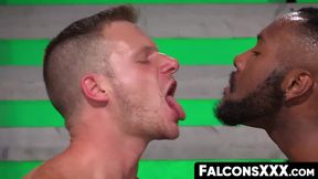 FalconsXXX.com - Hard interracial bareback action with a huge black cock drilling dee