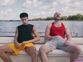 Angel Elias and Marcus McNeil masturbating and fucking each other on boat