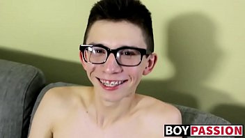 Twink nerd Cameron Hilander jacking his big stiff cock