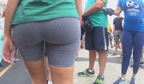 big bubble butt tight grey spandex short