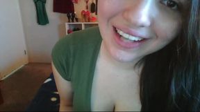 Cute Brunette Sucks a Dildo