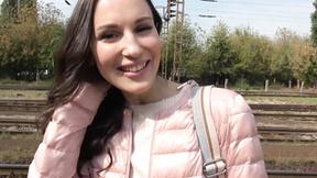 ”Tall skinny chick almost caught masturbating in public at a train station”