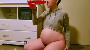 Pregnant FTM Supah-super-bitch Gags on Excellent-sized Fake-wood