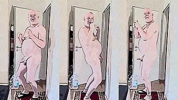 Horny hot naked dance with hard cock