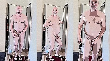 Horny hot naked dance with hard cock