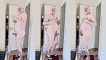 Horny hot naked dance with hard cock