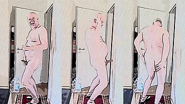 Horny hot naked dance with hard cock
