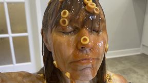 relax to sploshing in spaghetti hoops - (wam, wet and messy)